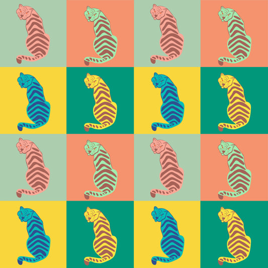 Tigres de colores en cuadrados (M10025)