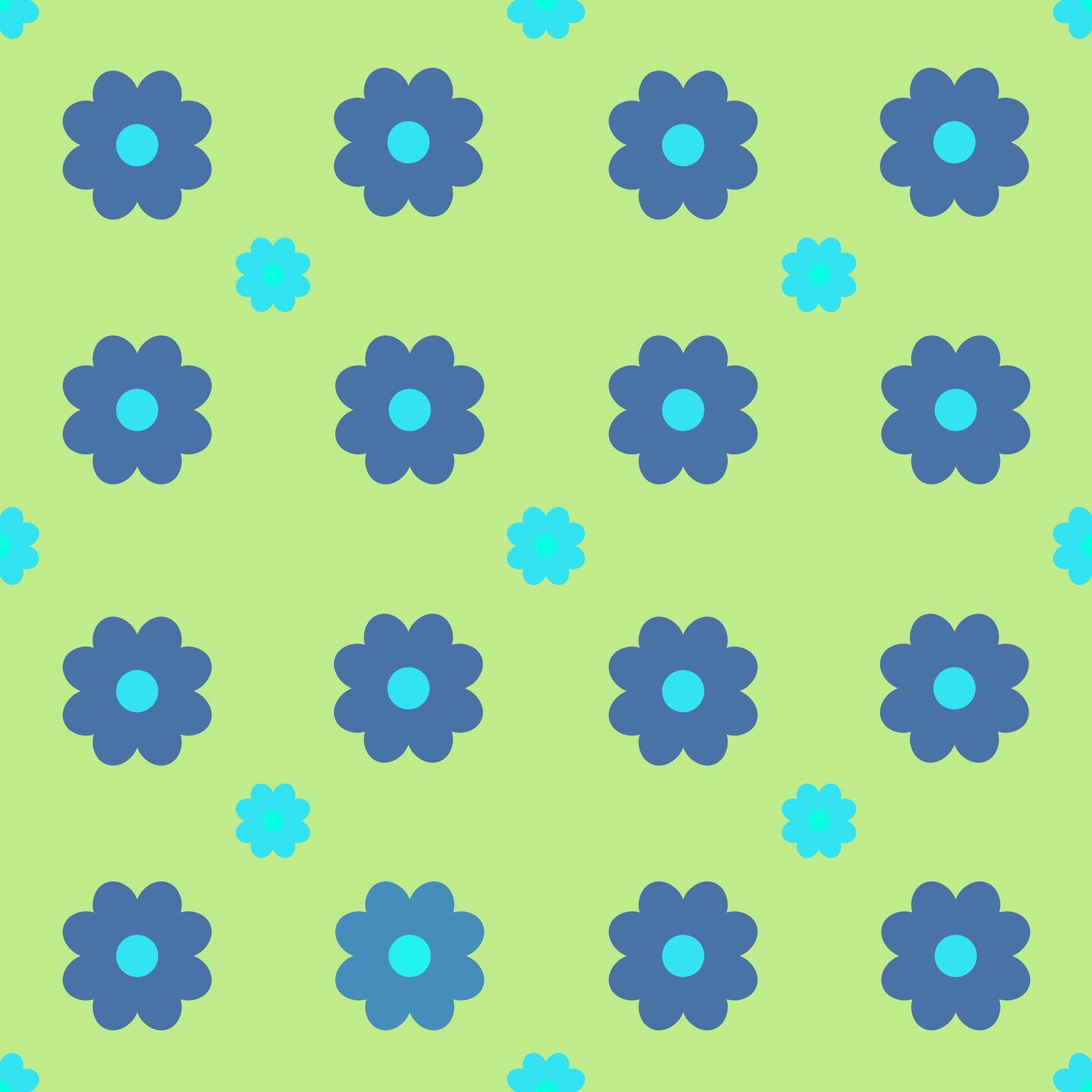 Flores azules sobre fondo verde (M17425)