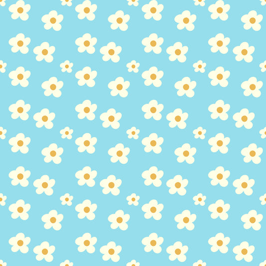 Flores Creme em Fundo Azul (M29426)
