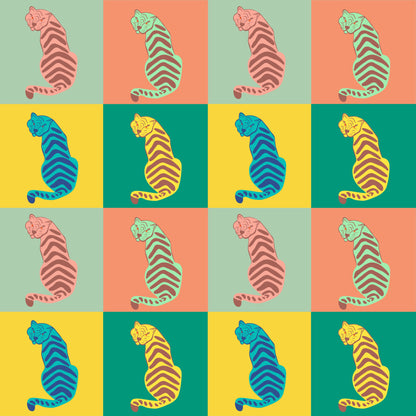 Bunte Tiger in Quadraten (M10025)