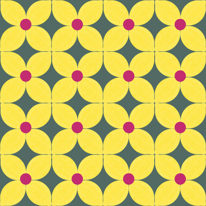 Flores geométricas en amarillo (M13525)