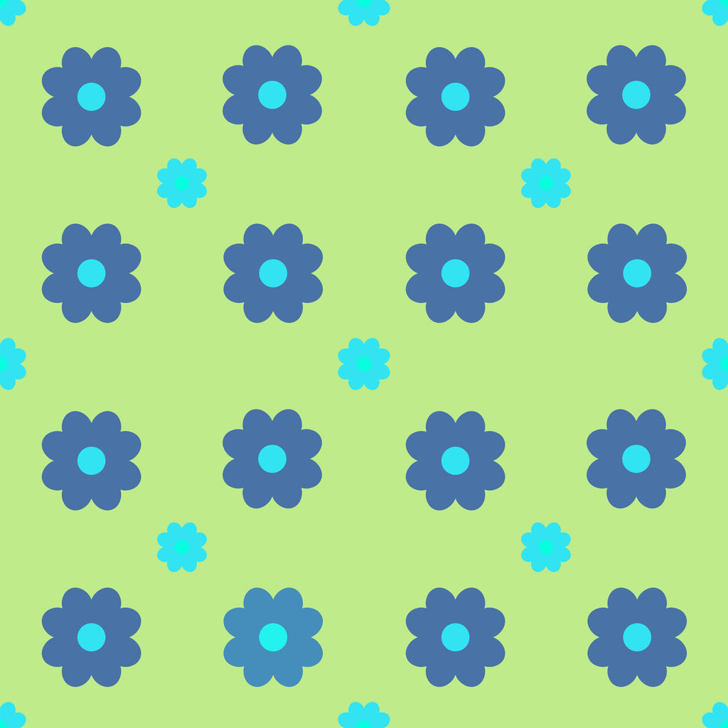 Blue Flowers on Green Background (M17425)