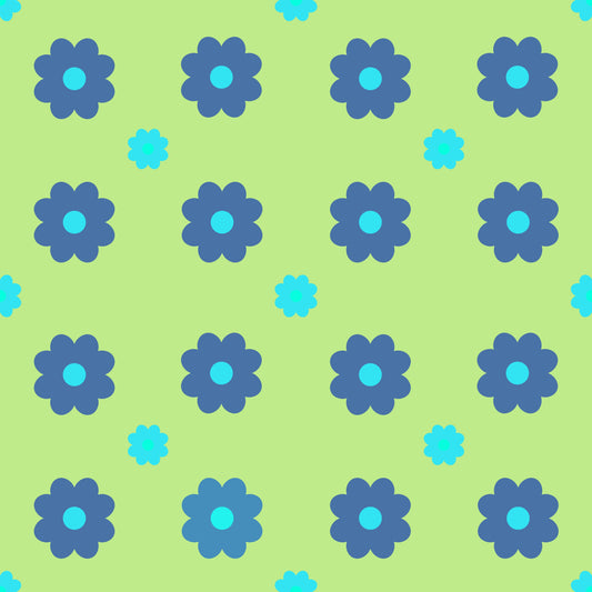 Flores azuis em Fundo Verde (M17425)